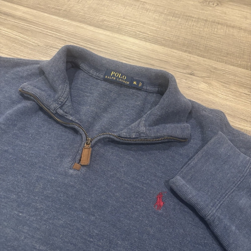 Ralph Lauren Polo Men's Sz XL Sweater Quarter Zip Sweater Navy Blue
